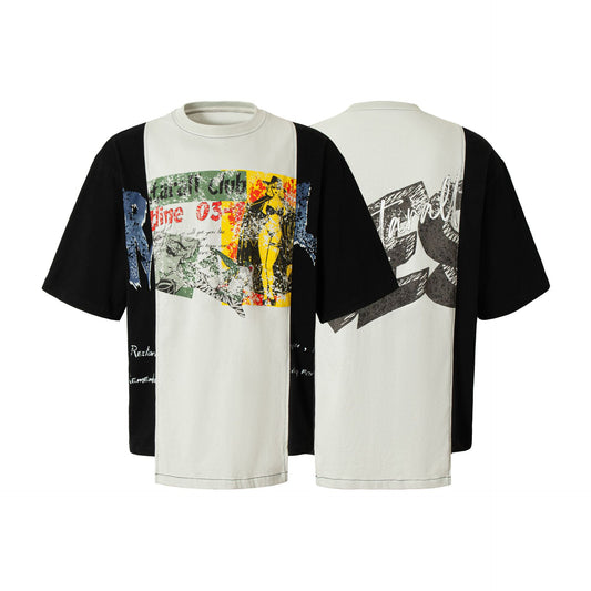 Broken Collage Deconstruction Printed T-shirt Summer Street