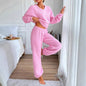 Women's Comfortable V-neck Casual Loungewear Warm Set