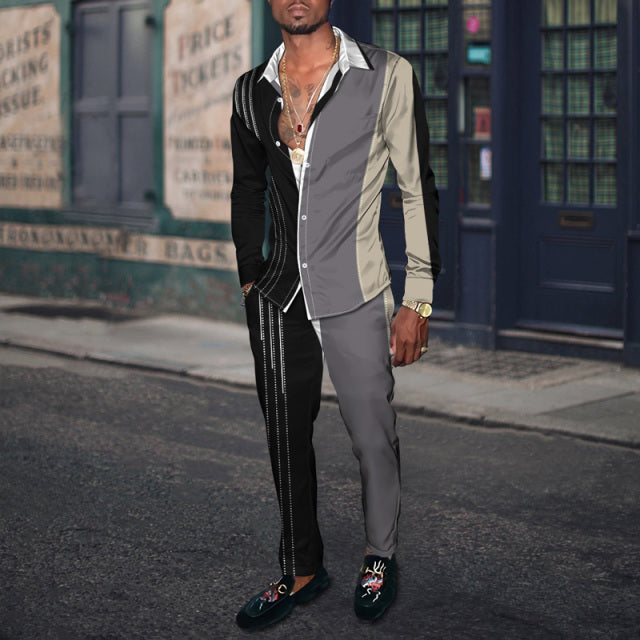 Men's Sports Loose Shirt Long Sleeve Two Piece