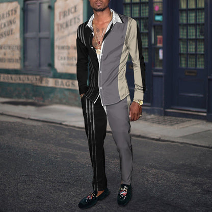 Men's Sports Loose Shirt Long Sleeve Two Piece