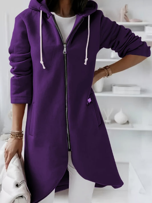 Personality Street Zip Hooded Long Velvet Lining Sweatshirt