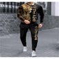 Men's 3D Digital Printing Long Sleeve Shorts Round Neck Suit