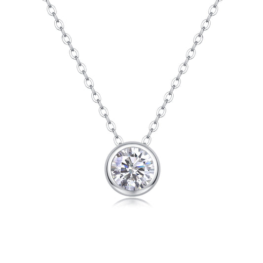 Purity - A Fashionable And Trendy Necklace Pendant Set With 1-carat Top-quality Moissanite S925 In Silver And Platinum-plated. It Can Be Tested With A Diamond Pen