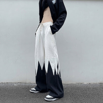 New Street Dark Casual Irregular Spliced Straight Pants