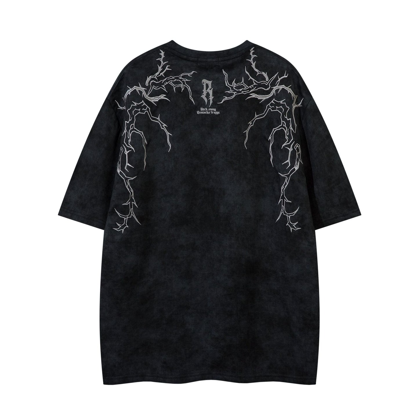 Suede T-shirt Men's Thorns Embroidery Embroidery