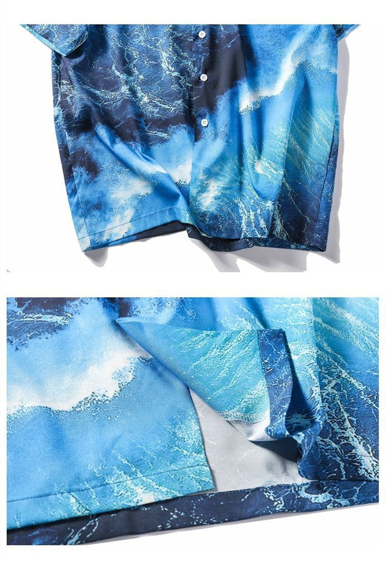 Men's Hawaii Beach Loose Korean Style Summer Flower Shirt Tide